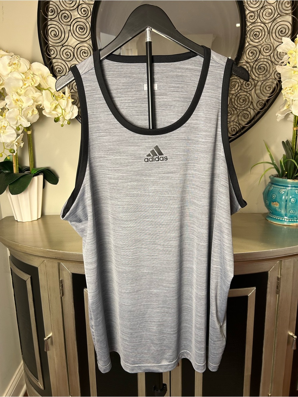 adidas Light Gray Tank Top with Black Trim